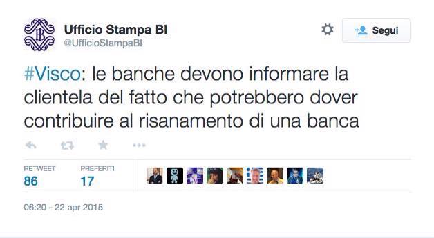 D'ORA IN POI ASPETTATEVI DI FARVI RAPINARE DALLE BANCHE, PAROLA DI GOVERNATORE DELLA BANCA D'ITALIA