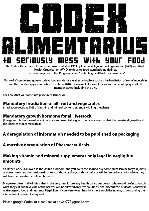 STORIA DELLA TIRANNIA DELLA SALUTE: IL CODEX ALIMENTARIUS