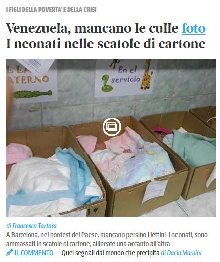 I neonati venezuelani nelle scatole di cartone e la manipolazione dei media italiani