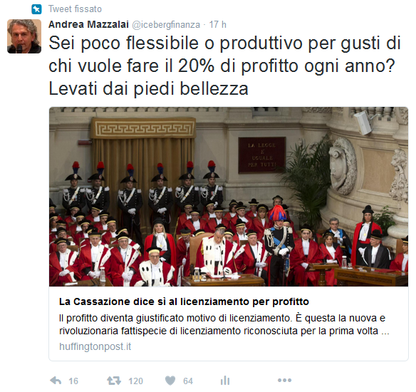 Cassazione: il profitto diventa giusta causa di licenziamento !