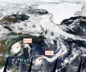 foto satellitare uragani 2017 Groenlandia Irma Jose
