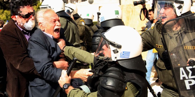 Manolis Glezos riot Athens
