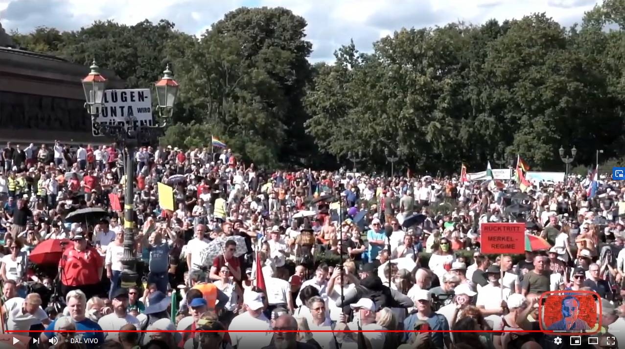 Manifestazione a Berlino contro le misure restrittive per il COVID-19- 29 agosto 2020 - Diretta streaming