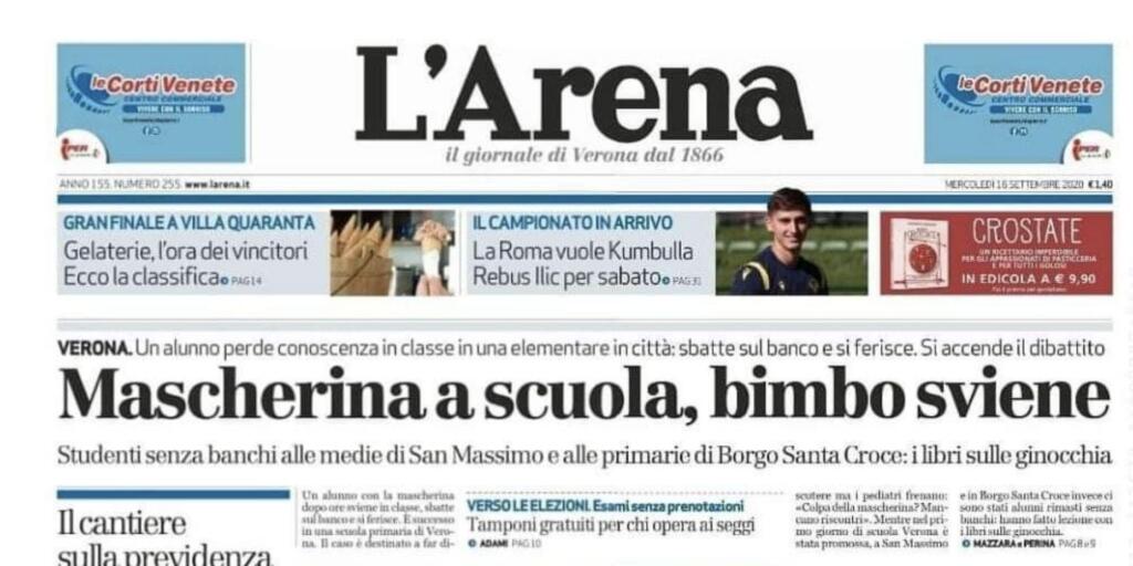 Bimbo con la mascherina sviene in classe, ferito.