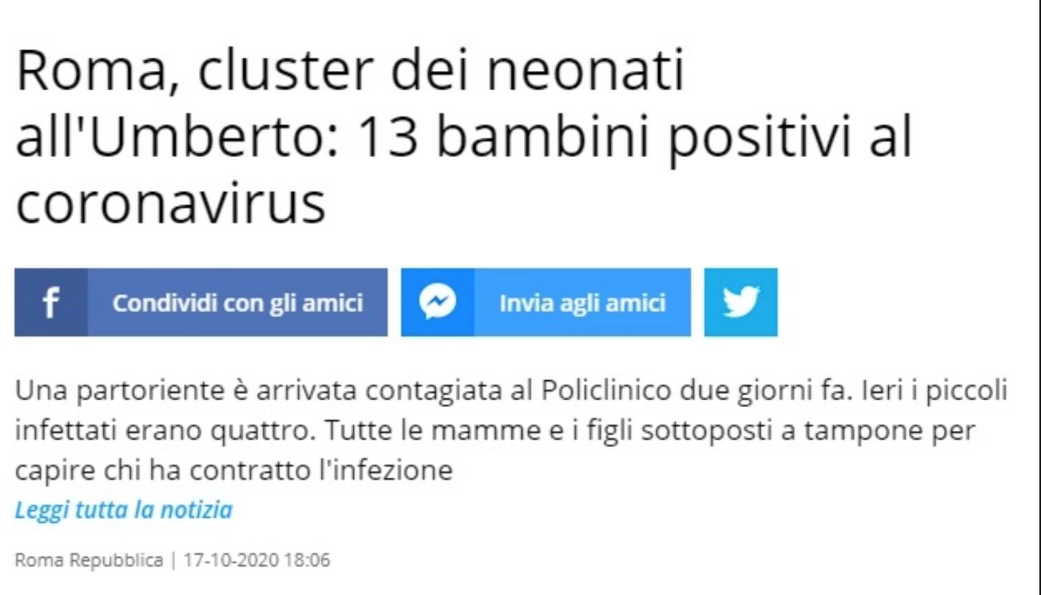 Covid, Dg Umberto I Roma: "Notizia su neonati positivi totalmente falsa"