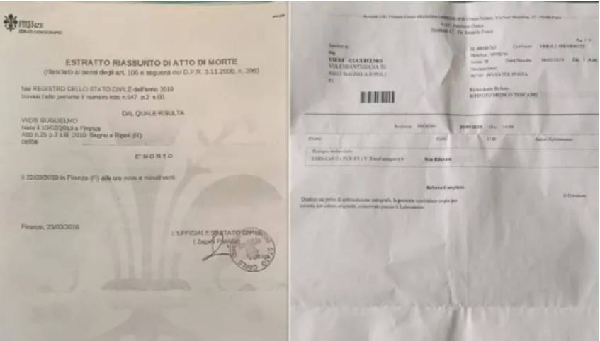 Il Figlio risulta Negativo al Tampone, ma è Morto 18 Mesi Prima