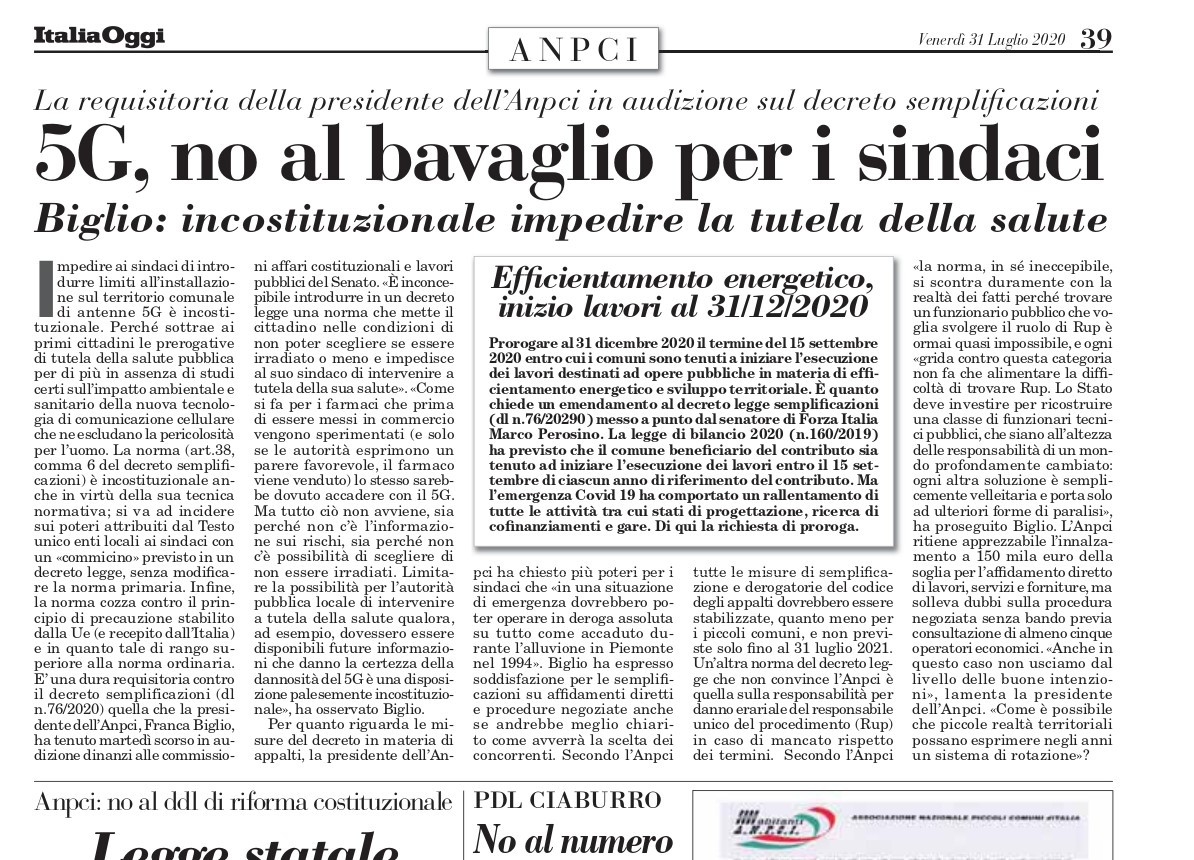TAR Puglia blocca il 5G: “non esiste un diritto indiscriminato all’installazione”. Esultano Sindaco e cittadini Stop 5G di Cavallino (Lecce)
