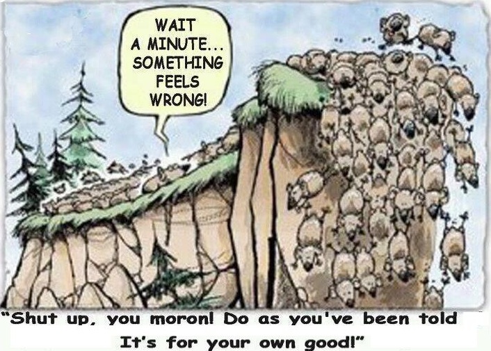 Vignetta satirica sul "mito" del suicidio dei lemming