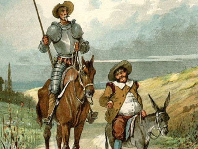 Don Chisciotte e Sancho Panza lancia in resta contro l'ingiustizia.