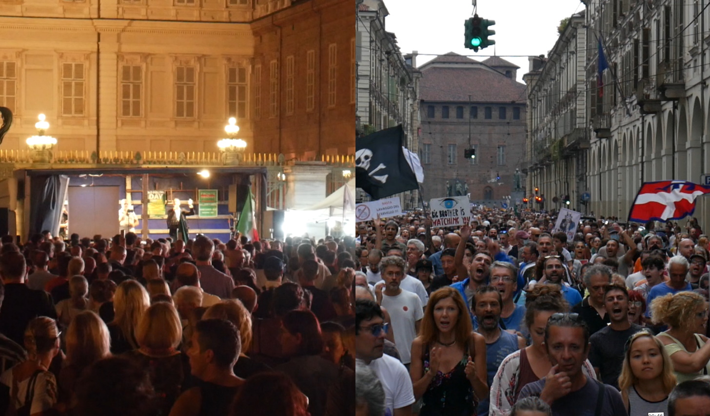 proteste no green pass Torino 31 luglio e 5 Agosto
