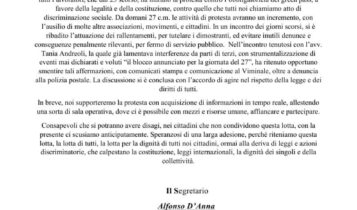 Il Comunicato stampa del Movimento del Mezzogiorno di ieri