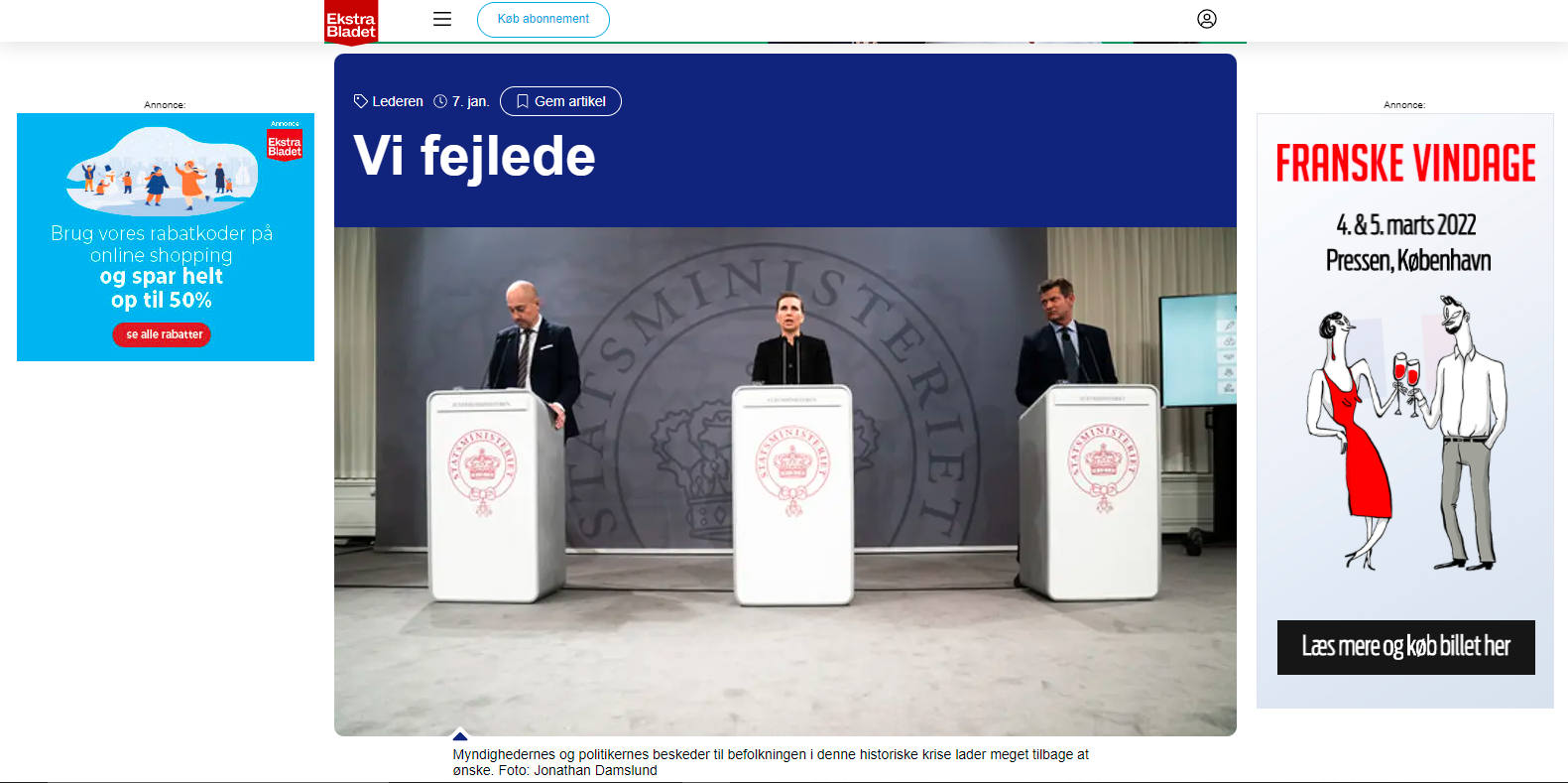 'Abbiamo fallito' titola il quotidiano danese Ekstra Bladet