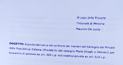 Il frontespizio della denuncia