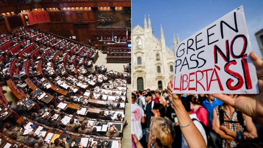 parlamento e piazza no green pass