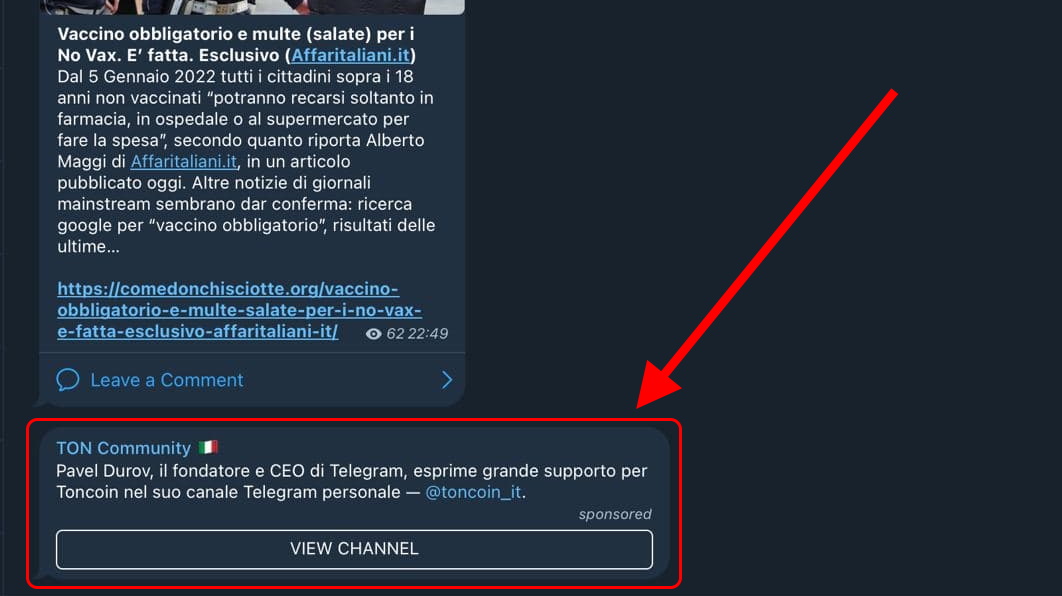 Telegram ci impone la sua pubblicità