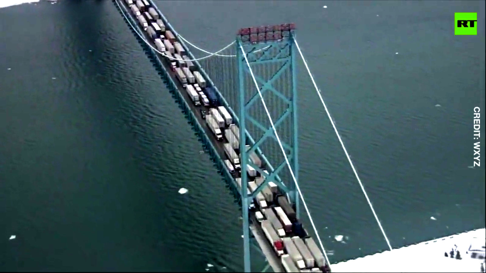 Il blocco sul ponte Ambassador (Detroit-Windsor) oggi