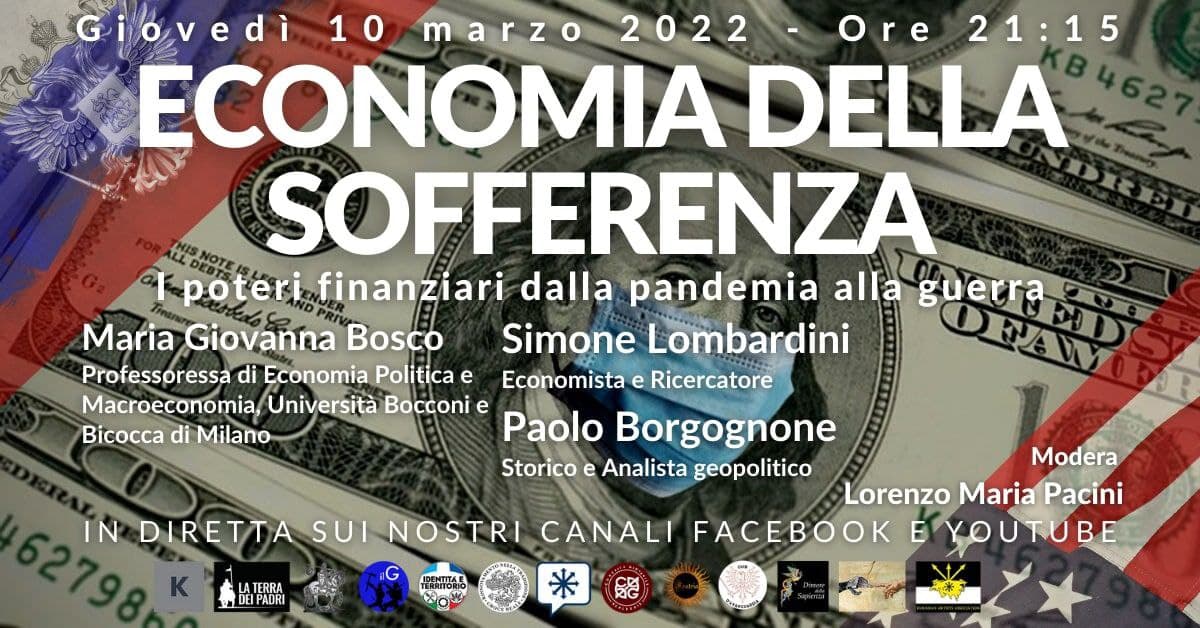 "Economia della sofferenza": i poteri finanziari dalla pandemia alla guerra - Diretta video ore 21.15