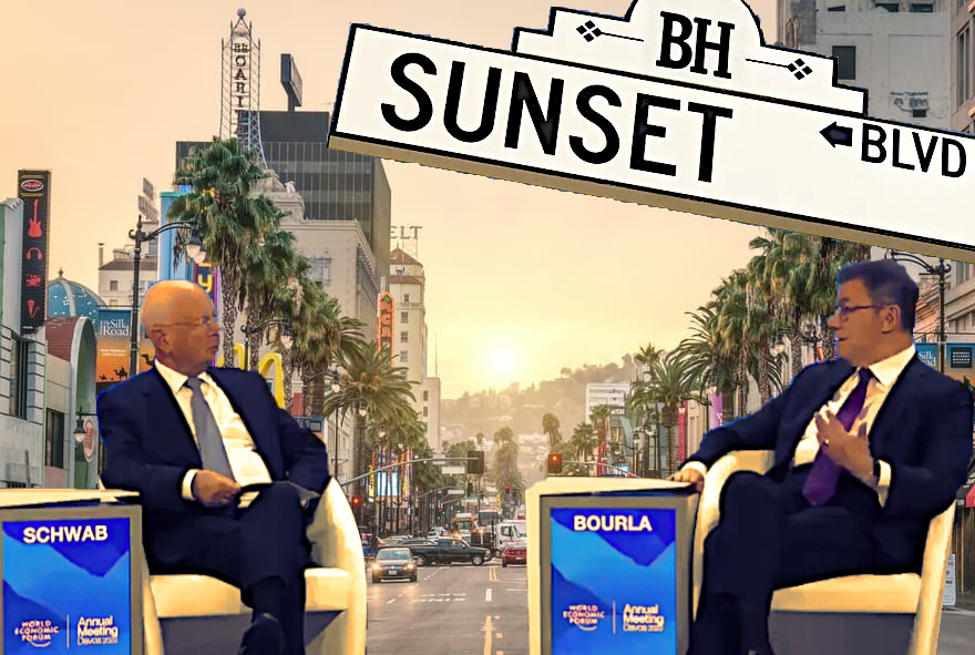 Klaus Schwab e Albert Bourla sul viale del tramonto (img by Snikett)