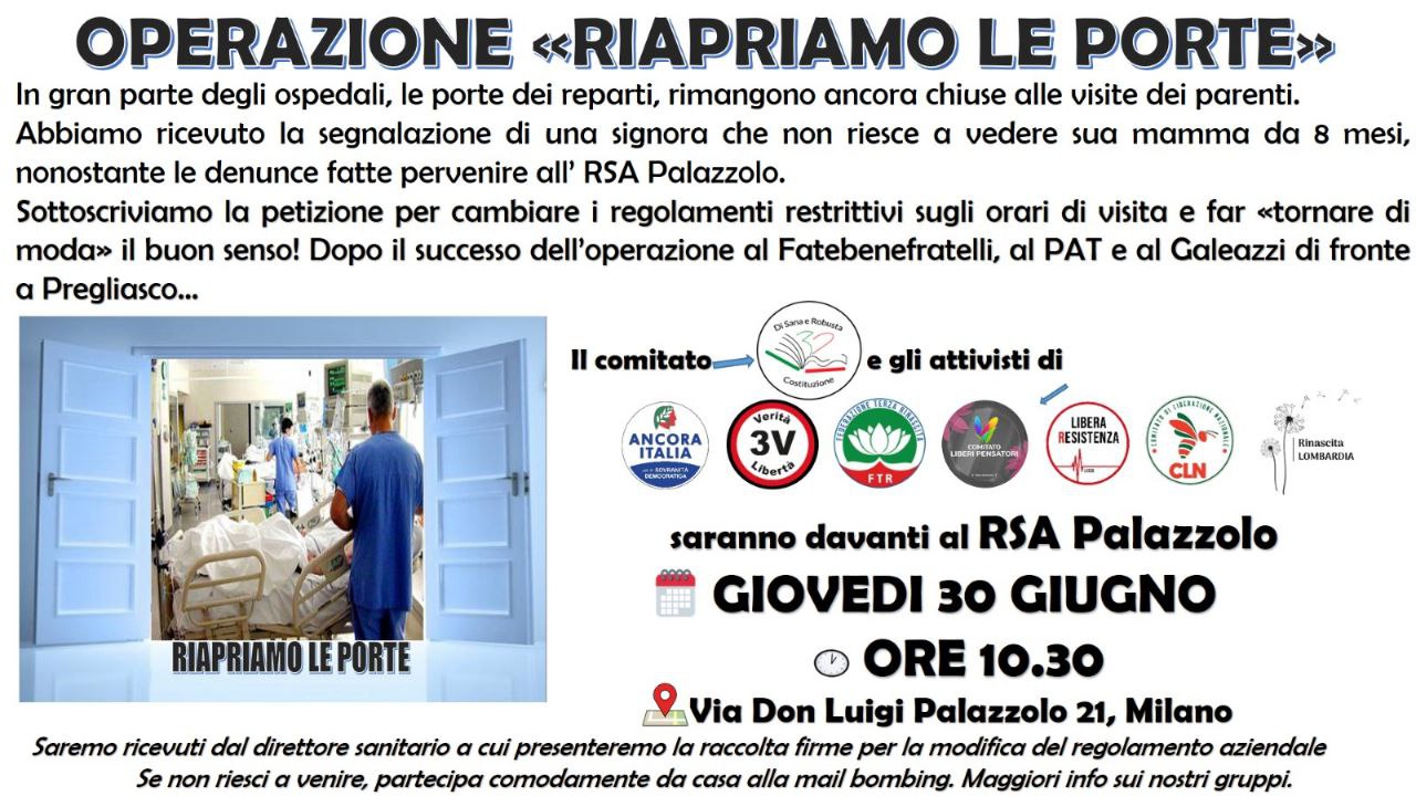 OPERAZIONE “RIAPRIAMO LE PORTE”, IL COMITATO “DI SANA E ROBUSTA COSTITUZIONE” AL COSPETTO DI PREGLIASCO