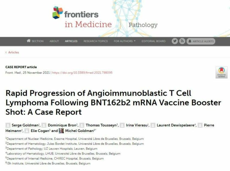 progressione linfoma angioimmunoblastico dopo richiamo Pfizer caso studio