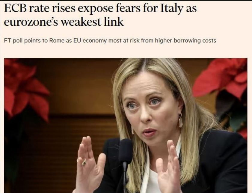 Financial Times: “Italia anello debole con la politica aggressiva BCE”. È in gioco la vita dell’Euro ma soprattutto quella degli italiani
