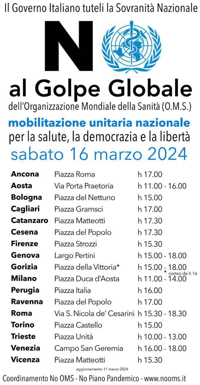 Italia in piazza contro l’OMS