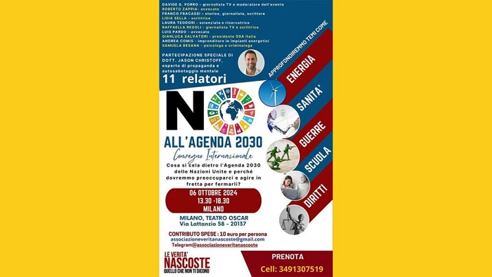 A Milano il 6 ottobre "Le Verità Nascoste" dell'Agenda 2030: 11 esperti contro il mondialismo