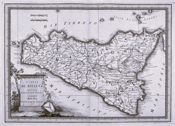 Cassini, Gio. Ma. (Giovanni Maria), 1745-ca. 1824, L’Isola di Sicilia divisa nelle sue valli, Roma, 1792, Boston Public Library, Norman B. Leventhal Map & Education Center, sul sito Digital Commonwealth, Massachusetts Collections Online.