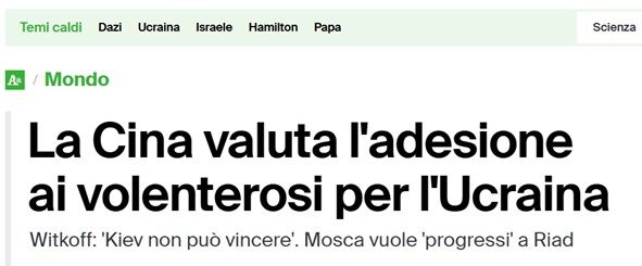 Chi ha messo in giro (e perché) la fake della Cina alleata ai "volenterosi" contro la Russia