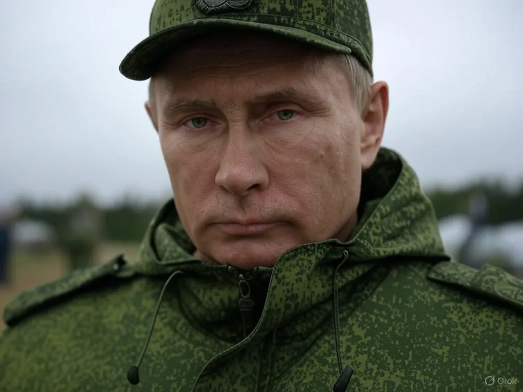 Un Putin in tuta mimetica restituisce la palla a Trump