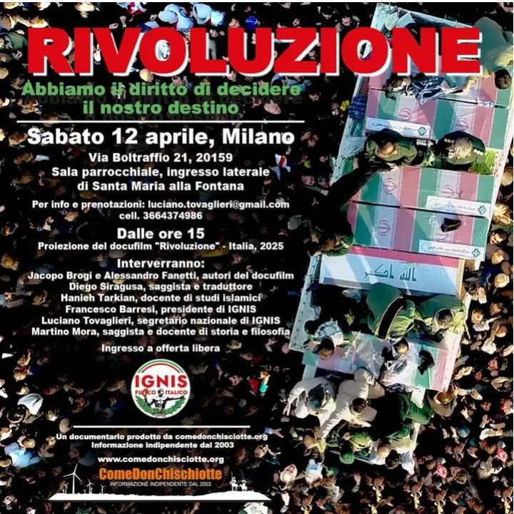 A Milano in esclusiva il docufilm "Rivoluzione" sabato 12 aprile