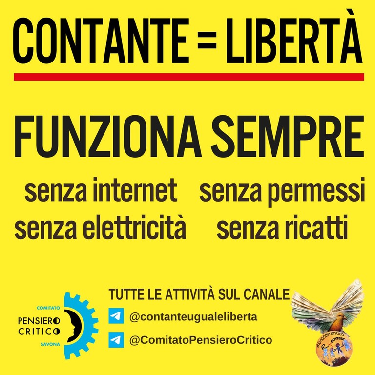 "Contante = Libertà" - Funziona sempre. Successo della campagna che si sta diffondendo in tutta Italia