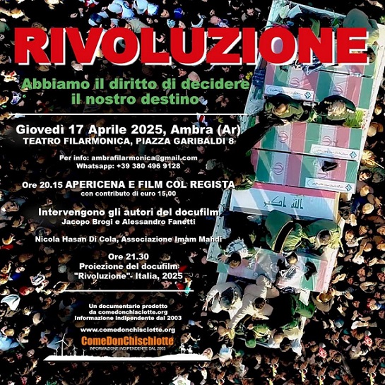 Il 17 aprile arriva in Toscana "Rivoluzione". Il documentario in esclusiva ad Ambra (Arezzo)