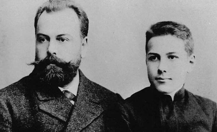 Sergei Nilus and his son in 1900