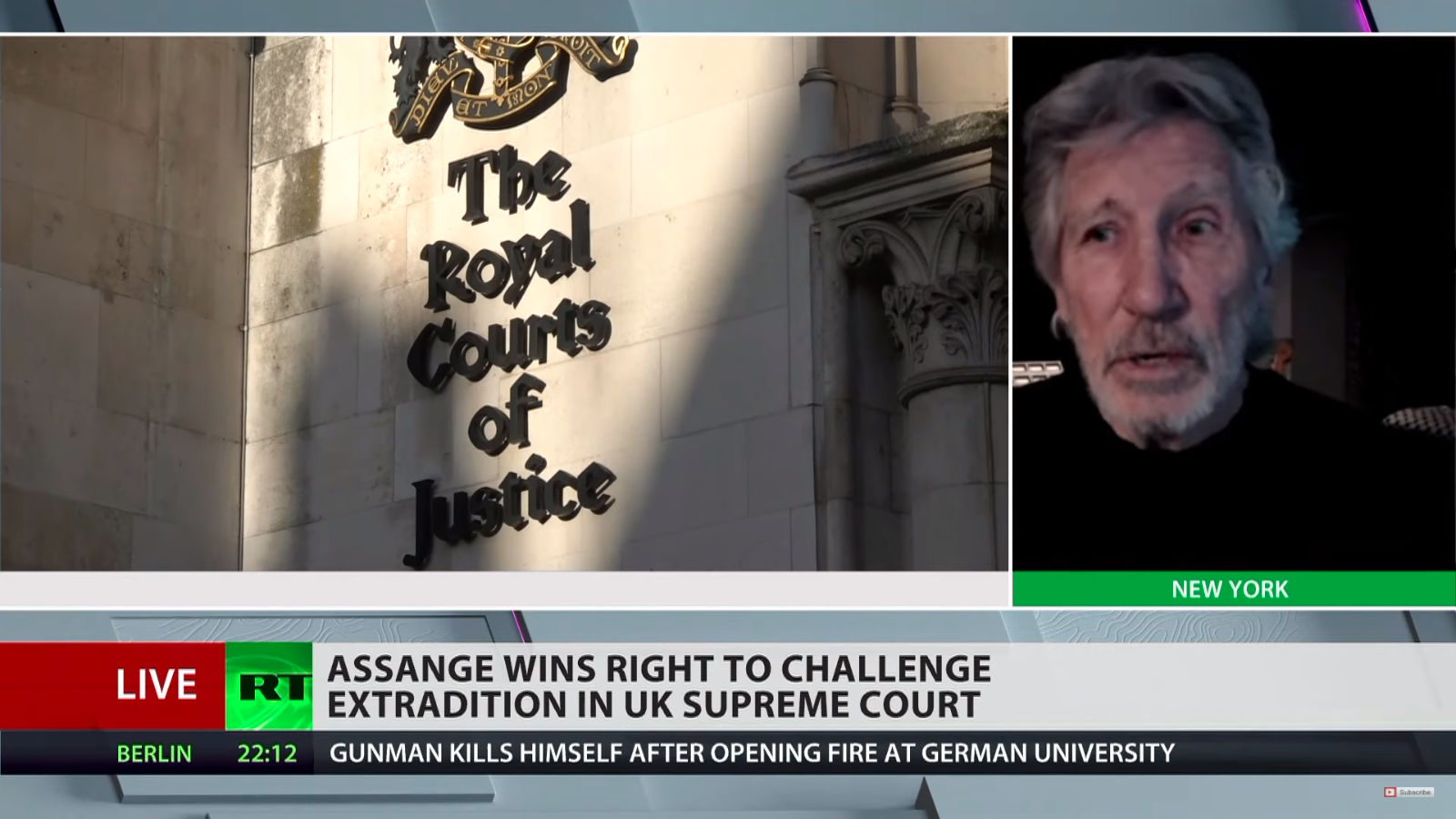 Roger Waters a Russia Today 'Dovremmo costruire una statua per Assange, non punirlo'